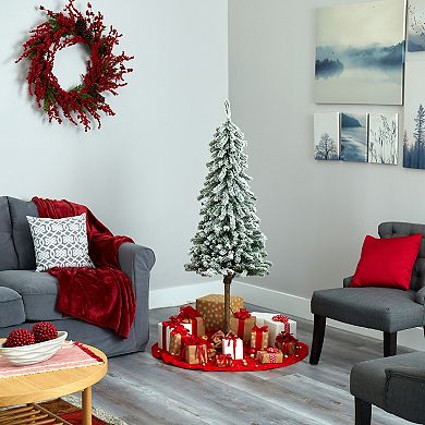 nearly natural 5-ft. Flocked Alpine Christmas Artificial Tree