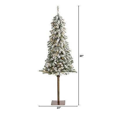 nearly natural 5-ft. Flocked Alpine Christmas Artificial Tree