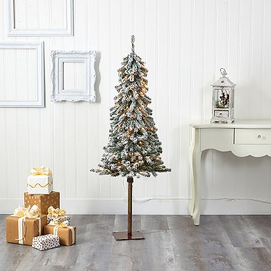 nearly natural 5-ft. Flocked Alpine Christmas Artificial Tree