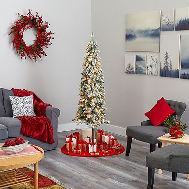 nearly natural 6-ft. Flocked Alpine Christmas Artificial Tree