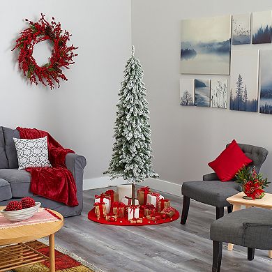 nearly natural 6-ft. Flocked Alpine Christmas Artificial Tree