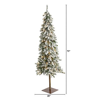 nearly natural 6-ft. Flocked Alpine Christmas Artificial Tree