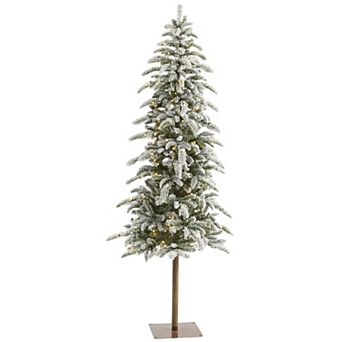 nearly natural 6.5-ft. Flocked Washington Alpine Christmas Artificial Tree