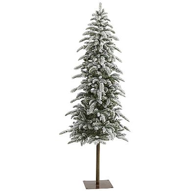 nearly natural 6.5-ft. Flocked Washington Alpine Christmas Artificial Tree