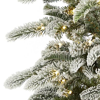 nearly natural 6.5-ft. Flocked Washington Alpine Christmas Artificial Tree