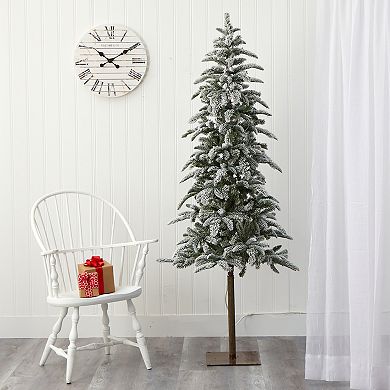 nearly natural 6.5-ft. Flocked Washington Alpine Christmas Artificial Tree