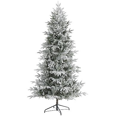 nearly natural 7.5-ft. Flocked Manchester Spruce Artificial Christmas Tree