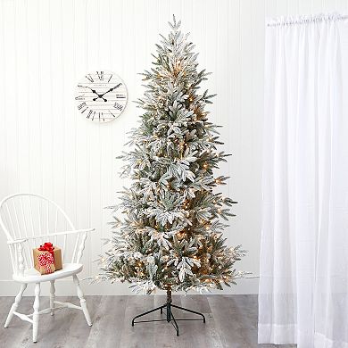 nearly natural 7.5-ft. Flocked Manchester Spruce Artificial Christmas Tree