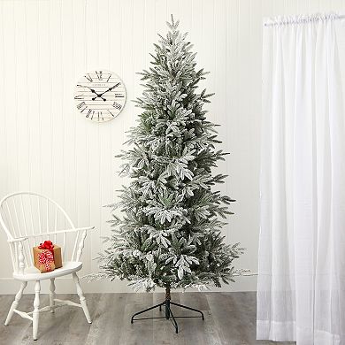 nearly natural 7.5-ft. Flocked Manchester Spruce Artificial Christmas Tree