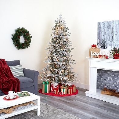 nearly natural 7.5-ft. Flocked Manchester Spruce Artificial Christmas Tree