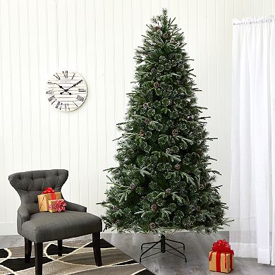 nearly natural 7.5-ft. Snowed Tipped Clermont Mixed Pine Artificial Christmas Tree