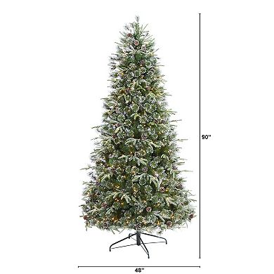 nearly natural 7.5-ft. Snowed Tipped Clermont Mixed Pine Artificial Christmas Tree