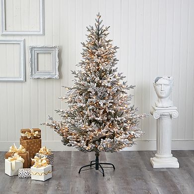 nearly natural 6-ft. Flocked Fraser Fir Artificial Christmas Tree