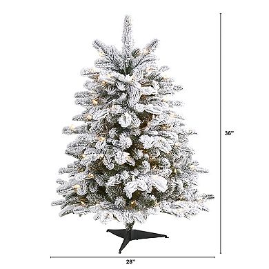 nearly natural 3-ft. Flocked North Carolina Fir Artificial Christmas Tree