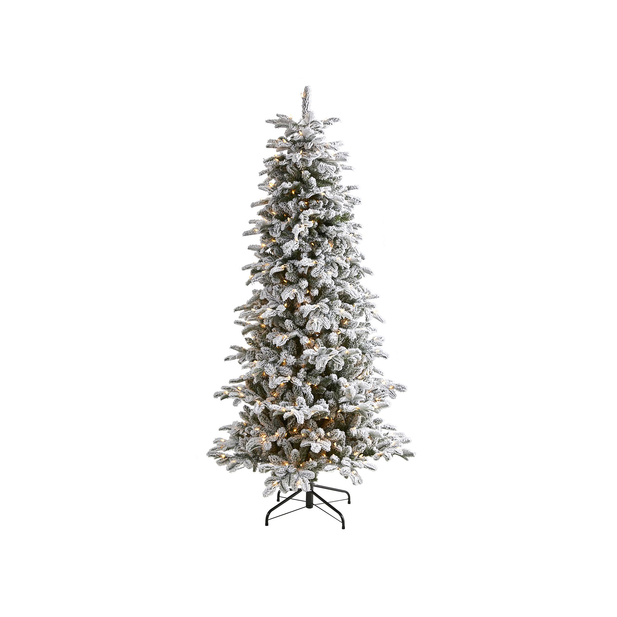nearly natural 7-ft. Flocked North Carolina Fir Artificial Christmas Tree, 