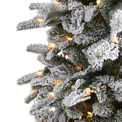 nearly natural 7-ft. Flocked North Carolina Fir Artificial Christmas Tree
