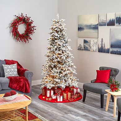 nearly natural 7-ft. Flocked North Carolina Fir Artificial Christmas Tree