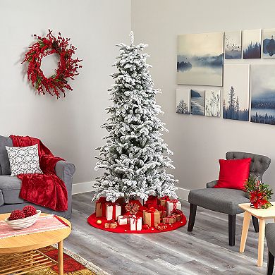 nearly natural 7-ft. Flocked North Carolina Fir Artificial Christmas Tree