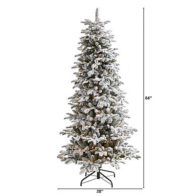nearly natural 7-ft. Flocked North Carolina Fir Artificial Christmas Tree