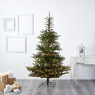 nearly natural 7.5-ft. Pre-Lit Layered Washington Spruce Artificial Christmas Tree
