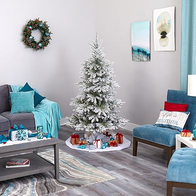 nearly natural 7-ft. Flocked West Virginia Spruce Artificial Christmas Tree