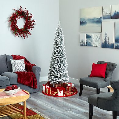 nearly natural 6-ft. Flocked Pencil Artificial Christmas Tree