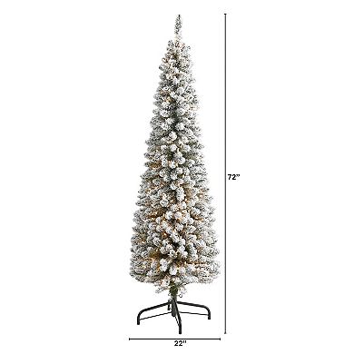 nearly natural 6-ft. Flocked Pencil Artificial Christmas Tree