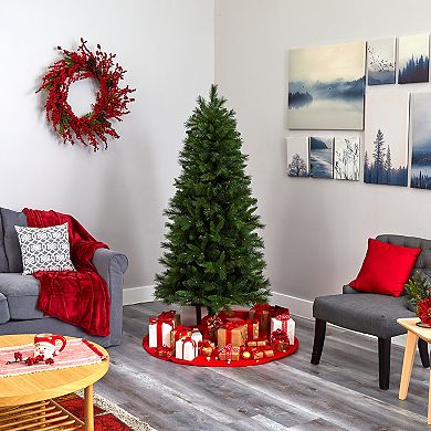 nearly natural 6-ft. Pre-Lit Slim West Virginia Mountain Pine Artificial Christmas Tree