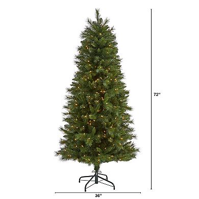 nearly natural 6-ft. Pre-Lit Slim West Virginia Mountain Pine Artificial Christmas Tree
