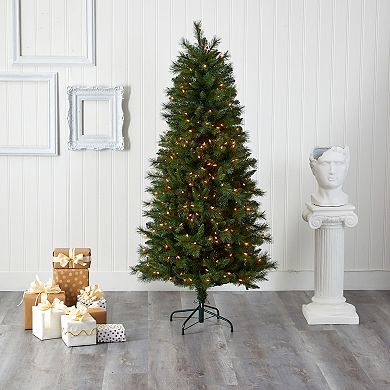 nearly natural 6-ft. Pre-Lit Slim West Virginia Mountain Pine Artificial Christmas Tree