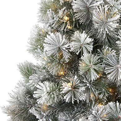 nearly natural 7-ft. Flocked Oregon Pine Artificial Christmas Tree