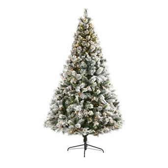 nearly natural 8-ft. Flocked Oregon Pine Artificial Christmas Tree
