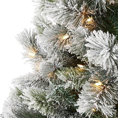 nearly natural 8-ft. Flocked Oregon Pine Artificial Christmas Tree
