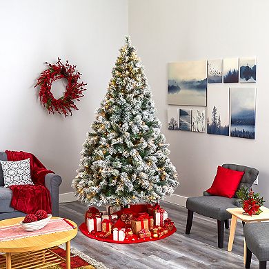 nearly natural 8-ft. Flocked Oregon Pine Artificial Christmas Tree
