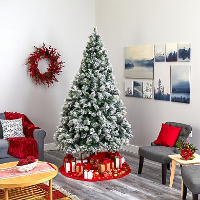 nearly natural 8-ft. Flocked Oregon Pine Artificial Christmas Tree