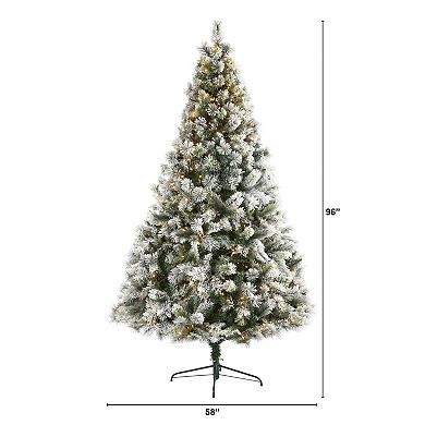 nearly natural 8-ft. Flocked Oregon Pine Artificial Christmas Tree