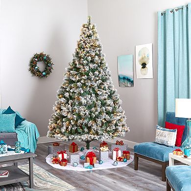nearly natural 9-ft. Flocked Oregon Pine Artificial Christmas Tree