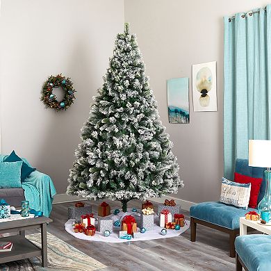 nearly natural 9-ft. Flocked Oregon Pine Artificial Christmas Tree