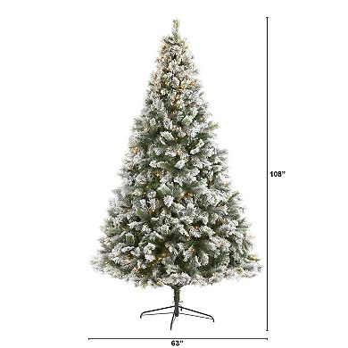 nearly natural 9-ft. Flocked Oregon Pine Artificial Christmas Tree