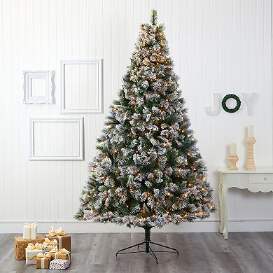 nearly natural 9-ft. Flocked Oregon Pine Artificial Christmas Tree