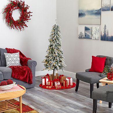 nearly natural 5.5-ft. Flocked Washington Alpine Christmas Artificial Tree