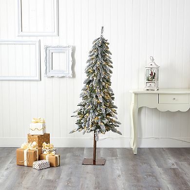 nearly natural 5.5-ft. Flocked Washington Alpine Christmas Artificial Tree