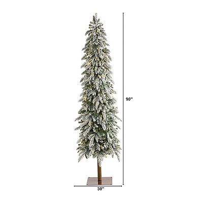 nearly natural 7.5-ft. Flocked Washington Alpine Christmas Artificial Tree