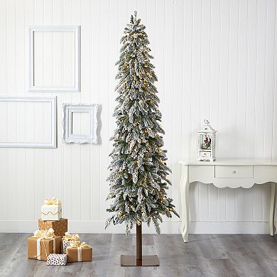 nearly natural 7.5-ft. Flocked Washington Alpine Christmas Artificial Tree