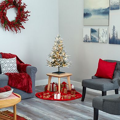 nearly natural 3-ft. Flocked Manchester Spruce Artificial Christmas Tree