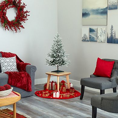 nearly natural 3-ft. Flocked Manchester Spruce Artificial Christmas Tree