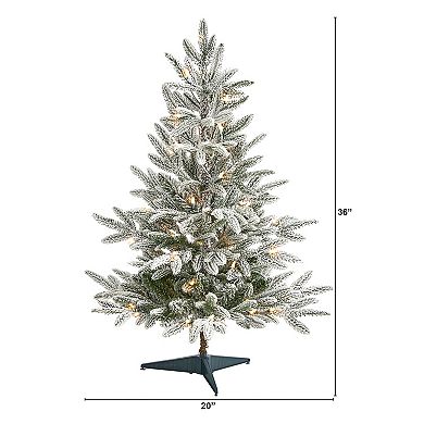 nearly natural 3-ft. Flocked Manchester Spruce Artificial Christmas Tree