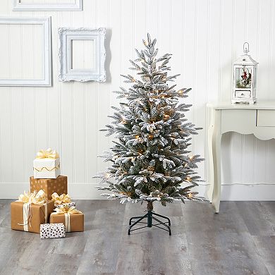 nearly natural 4.5-ft. Flocked Manchester Spruce Artificial Christmas Tree