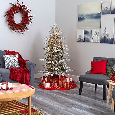 nearly natural 5.5-ft. Flocked Manchester Spruce Artificial Christmas Tree
