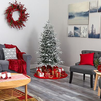 nearly natural 5.5-ft. Flocked Manchester Spruce Artificial Christmas Tree